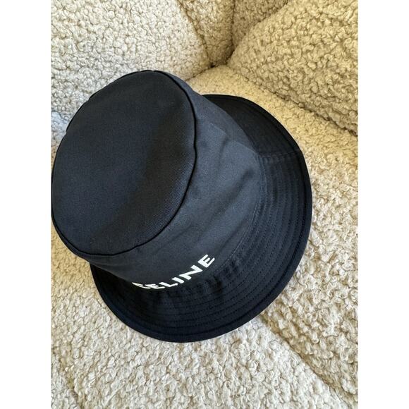 NWT Celine Black Bucket Hat with White Logo Size M main image 6